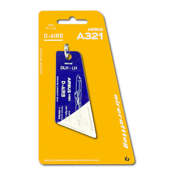 Keychain made of: Airbus A321-100 - Lufthansa - D-AIRB Blue/White  D-AIRB-BW