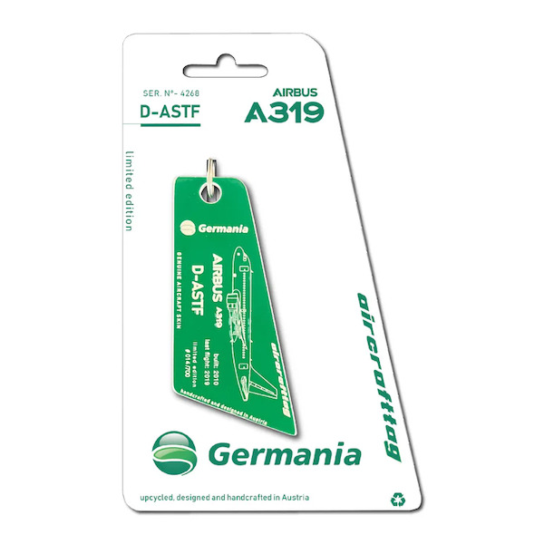 Keychain made of: Airbus A319 - Germania - D-ASTF Green  D-ASTF-G