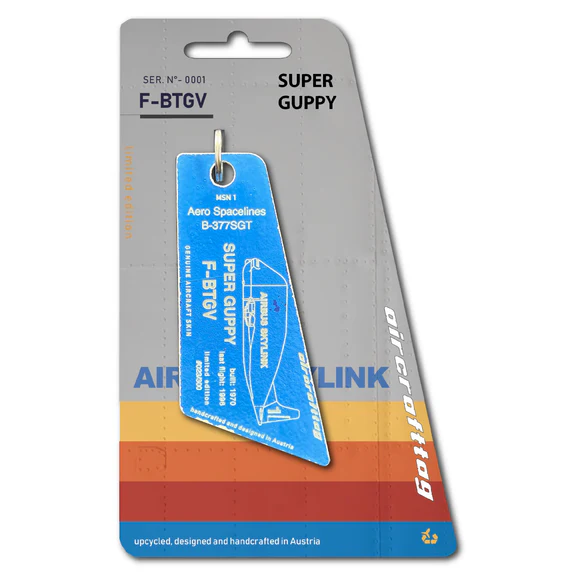 Keychain made of: Boeing 377ST Super Guppy Airbus F-BTGV (blue) F-BTGV-BLUE