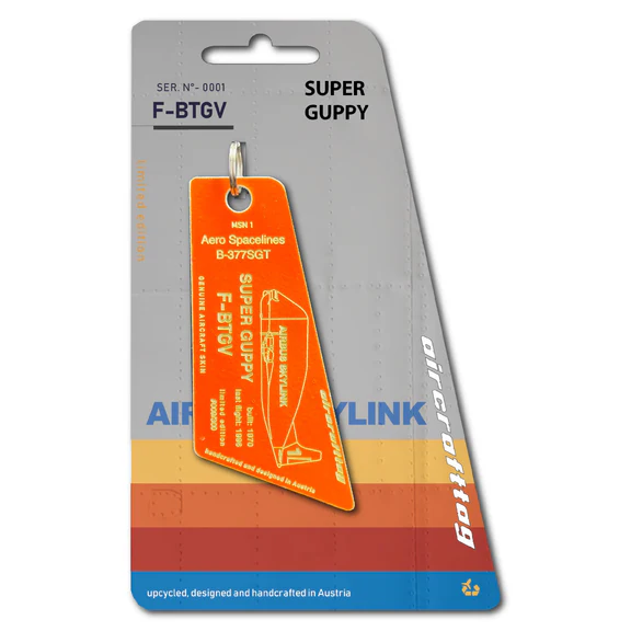Keychain made of: Boeing 377ST Super Guppy Airbus F-BTGV (orange) F-BTGV-OR