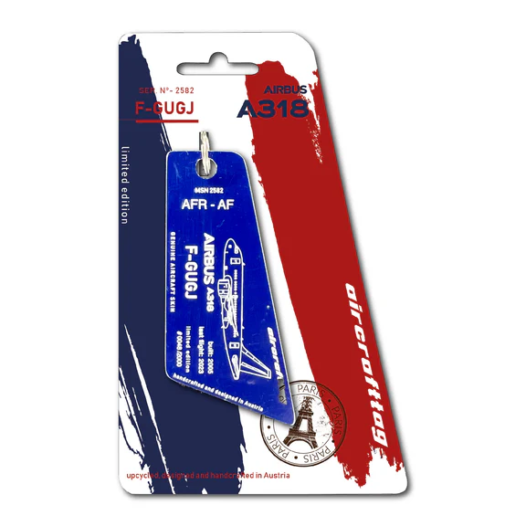 Keychain made of: AIRBUS A318 - Air France - F-GUGJ Blue F-GUGJ-B