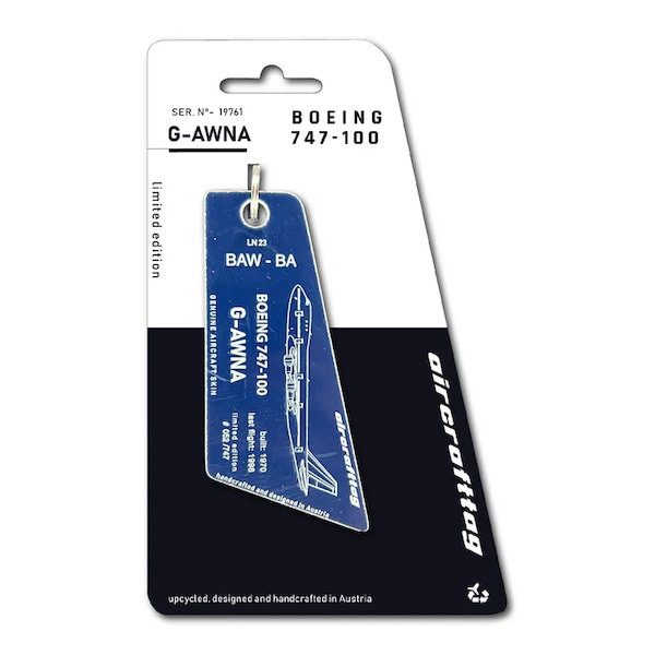 Keychain made of: Boeing 747-100 - BOAC British Airways - G-AWNA Dark Blue G-AWNA-DB