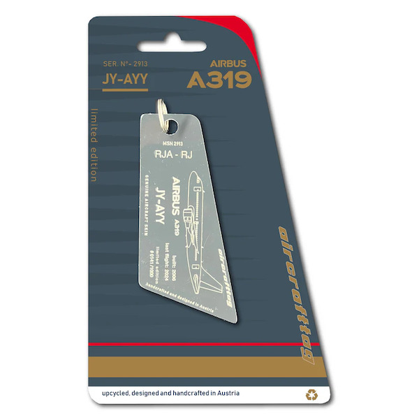 Keychain made of: Airbus A319 Royal Jordanian JY-AYY (anthrazit)  JY-AYY-AN