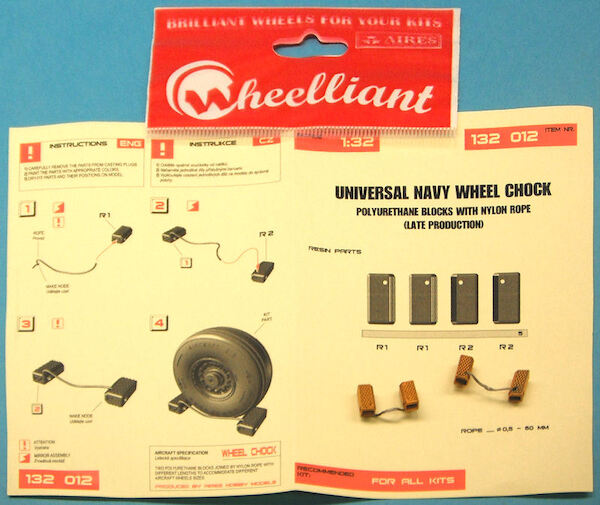 Universal Navy Wheel Chocks late production with nylon Rope  132-012
