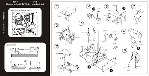 Messerschmitt BF109K Cockpit set 4055