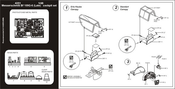 Messerschmitt BF109G-6 (Late) cockpit detail set (Hasegawa)  4251