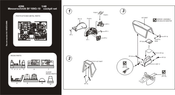 Messerschmitt BF109G-10 cockpit detail set (Hasegawa) 4286