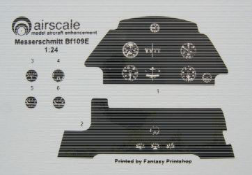 Messerschmitt BF109E Instrument Panel Decals AS24MEA