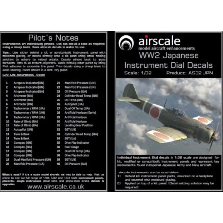WWII Japanese Cockpit Instrument Decals  AS32JPN