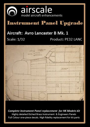 Avro Lancaster B MK1 Instrument panel; Upgrade (Hong Kong Models) PE32LANC