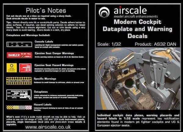 Modern Cockpit dataplate and Warning Decals AS48DAN