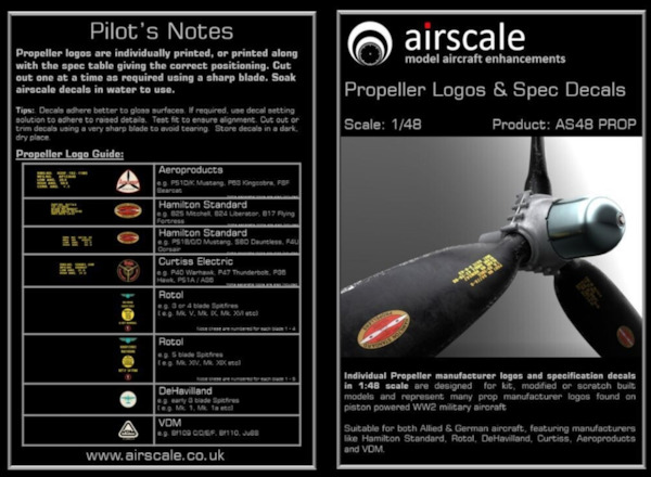 Propeller Logo's and Specification Decals AS48PROP