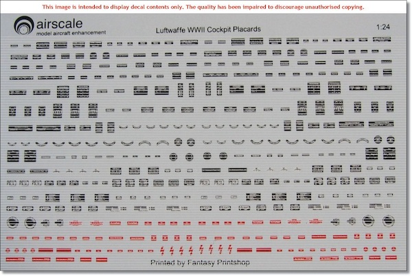 World War 2 Luftwaffe Cockpit Placards AS48SCH