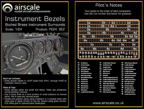 Instrument Bezels,, Etched Brass Instrument Surrounds  PE24BEZ