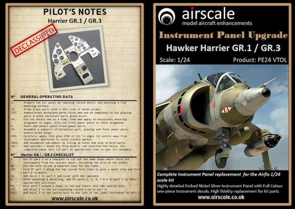 Hawker Harrier GR1/GR3 Instrument Panel Upgrade (Airfix)  PE24VTOL
