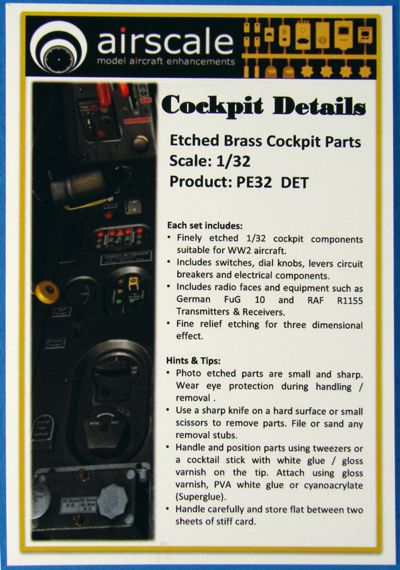 Cockpit Details, Etched Brass Cockpit Parts  PE32DET