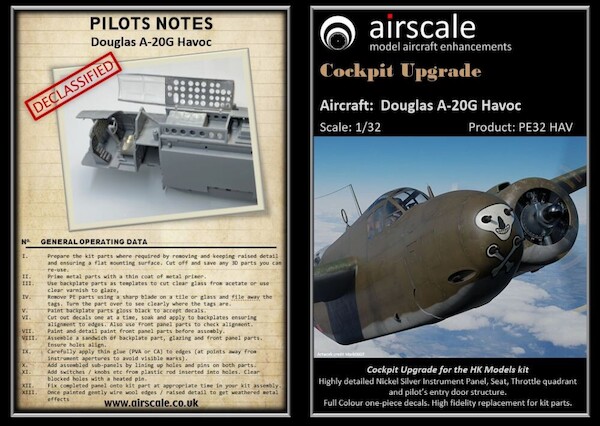Douglas A20G Havoc Cockpit Upgrade (Hong Kong Models) PE32HAV