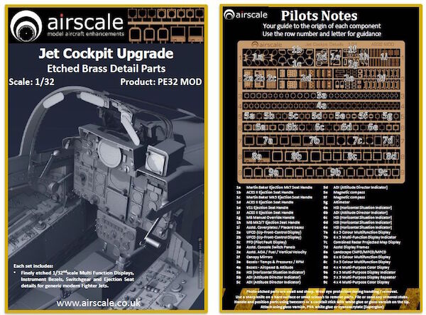 Jet Cockpit Upgrade, Etched Brass Detail Parts  pe32MOD