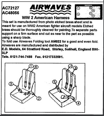 Detailset WW2 USAAF Seat Harness AC48056