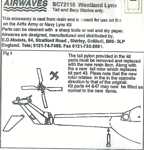 Lynx Rotor Berp tailrotorblades and tailsection  SC72115