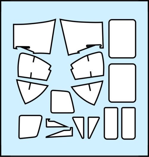 Bell UH1B/C/F Canopy, cabin windows and wheel hub masking set (Italeri) MS720009