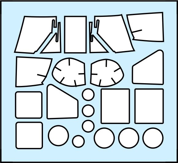 Sikorsky HH60J/H Blackhawk Canopy, cabin window and wheel hub masking set (Italeri) MS720015