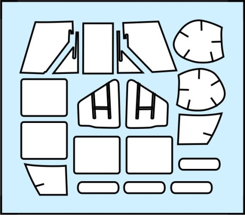 Sikorsky UH60 Blackhawk Canopy, cabin window and wheel hub masking set (Italeri) MS720016