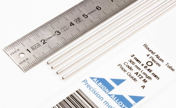 Round Aluminium Tube 2mm x 0,45mm (4) AT2M