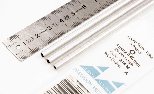 Round Aluminium Tube 4mm x 0,45mm (3) AT4M