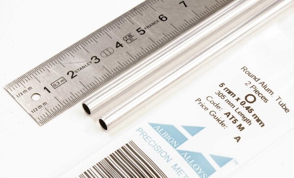 Round Aluminium Tube 5mm x 0,45mm (2) AT5M
