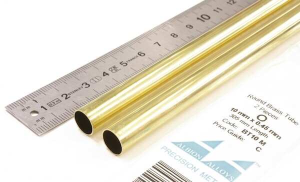 Round Brass Tube 10mm x 0,45mm (2) BT10M