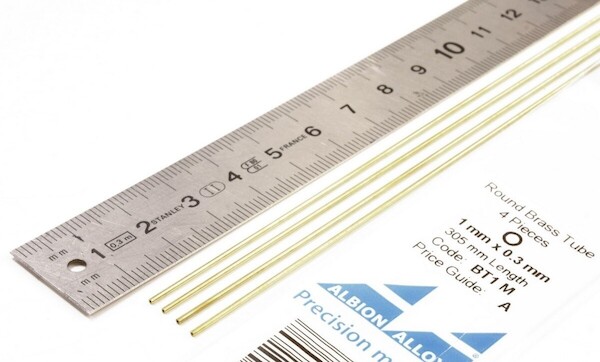 Round Brass Tube 1mm x 0,45mm (4) BT1M