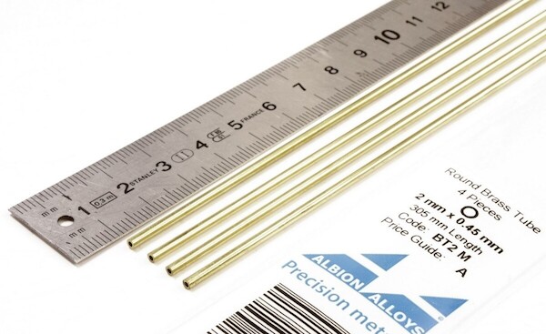 Round Brass Tube 2mm x 0,45mm (4) BT2M