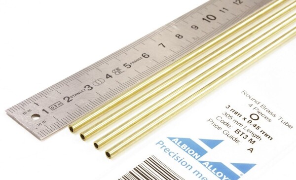 Round Brass Tube 3mm x 0,45mm (4) BT3M