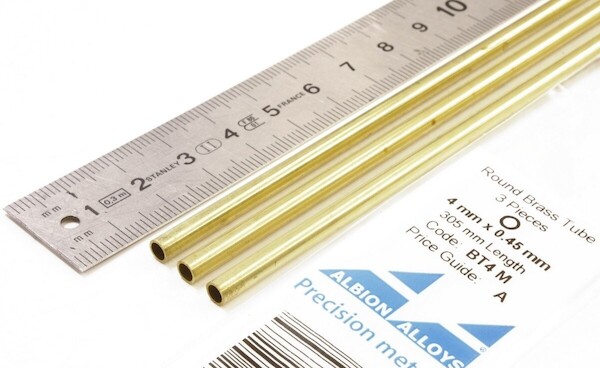 Round Brass Tube 4mm x 0,45mm (4)  BT4M