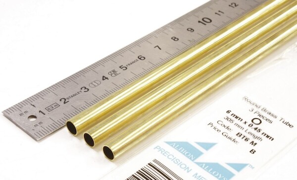 Round Brass Tube 6mm x 0,45mm (3)  BT6M