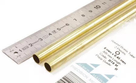 Round Brass Tube 8mm x 0,45mm (2) BT8M