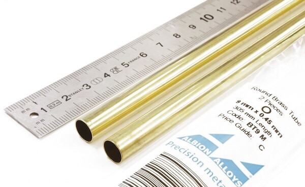 Round Brass Tube 9mm x 0,45mm (2) BT9M