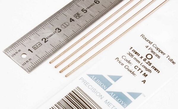 Round Copper Tube 1mm x 0,25mm (4) CT1M