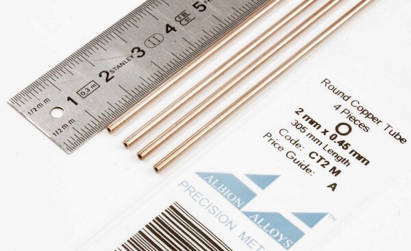 Round Copper Tube 2mm x 0,45mm (4) CT2M