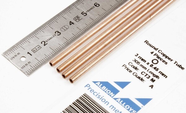 Round Copper Tube 3mm x 0,45mm (4) CT3M