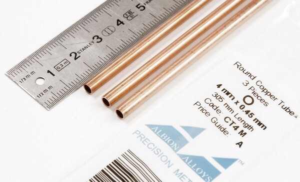 Round Copper Tube 4mm x 0,45mm (4) CT4M