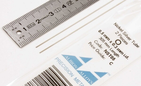 Micro Nickel Silver Tube 0,5mm x 0,3mm id (2) NST05