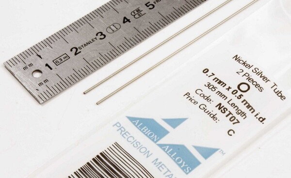 Micro Nickel Silver Tube 0,7mm x 0,5mm id (2)  NST07