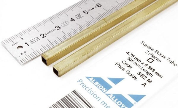 Square messing pipe 4,76mm x 0,353mm (2) SB2M