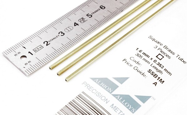 Square Brass Tube 1,6mm x 0.353mm (34) SSB1M