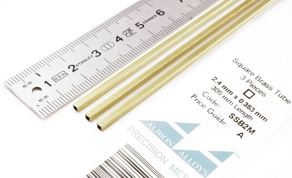 Square Brass Tube 2,4mm x 0.353mm (34) SSB2M