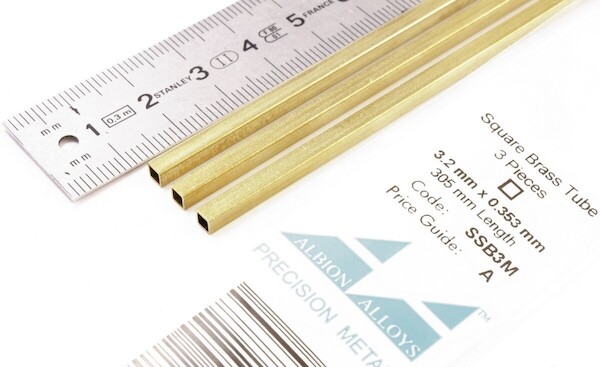 Square Brass Tube 3,2mm x 0.353mm (34) SSB3M