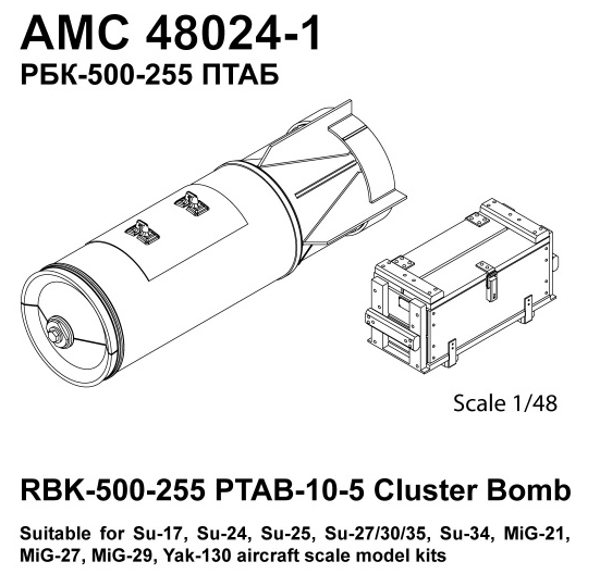 RBK-500-255 PTAB-10-5 Cluster bombs (2x) AMC48024-1