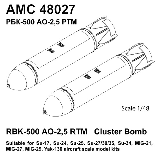 RBK-500 AO-2,5 RTM Cluster bombs (2x) AMC48027